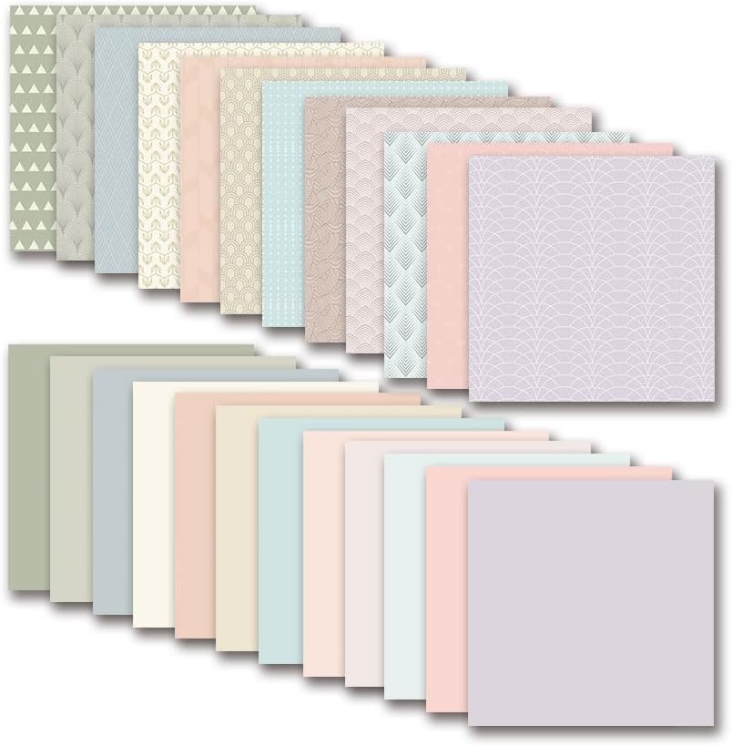 Pastel Aesthetic Scrapbook Paper 24 Sheets Soft Color Pattern Paper Double Sided Printing for DIY Card Making Scrapbook Wedding Photo Album Home Décor-12 x 12 Inches