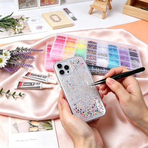 Cublive 28000 Pcs Resin Rhinestones for Bedazzling, 3mm Flatback Gems, Bedazzling Kit with B7000 Jewelry Glue and Tools for DIY Arts and Crafts Diamond Art