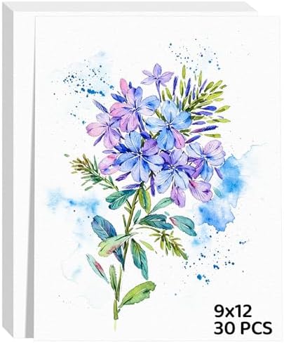 30 Sheets Watercolor Paper 9x12, 140lb/300gsm Cold Press Watercolor Paper