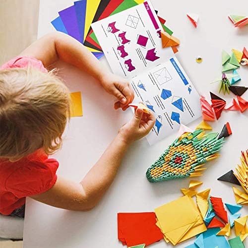 Origami Kit For kids ,120 Sheets Origami Paper with Instructions Book, 6x6 Inch square easy single Sided Square Colorful Folding Paper Set for Adults Beginners Activity