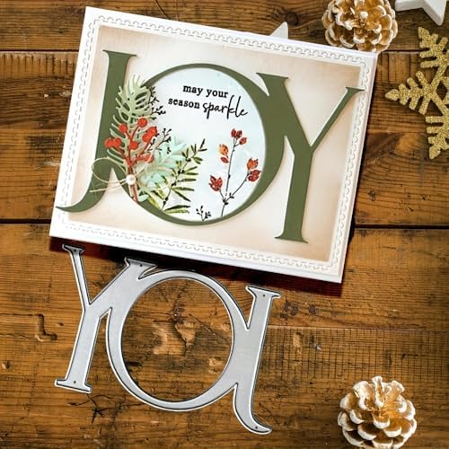 Lapoo Words Cutting Die for Scrapbooking - Durable, Cut Stencils for DIY Scrapbook Photo Album Decorative Paper Card, Card Making Supplies Party Wedding Decorations (Joy 5.4 x 3.3 in)