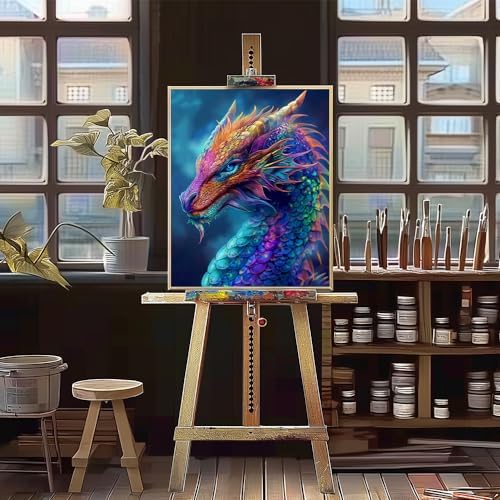 Natuyalo Paint by Numbers Kits for Adults Colorful Dragon Paint by Number for Adults Beginner Animal Drawing Paintwork with 3 Paintbrushes Acrylic Canvas Painting 16x20 Inch