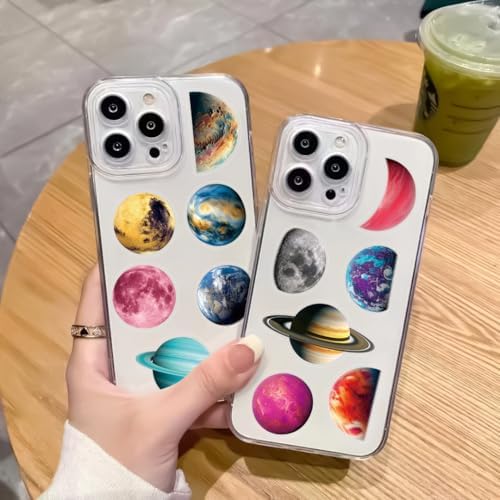 50pcs Celestial Body Stickers for Laptop Water Bottles, Transparent PET Waterproof Adhesive Star Decals Planet Sticker for Kids Birthday Party Scrapbook Phone (Star)