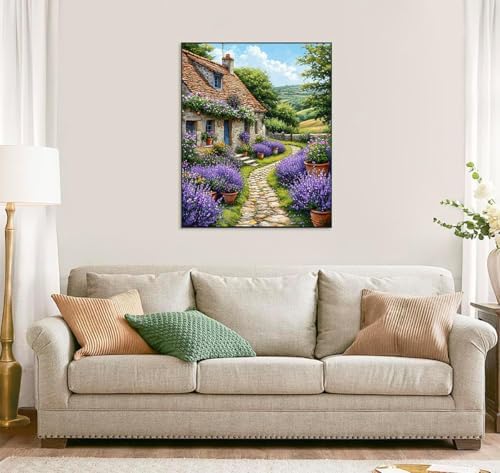 Accompany Wind Country Path Diamond Art Kits for Adults, 5D Diamond Painting Kits for Beginners,DIY Round Full Drill Diamonds Gem Art Crafts for Home Wall Decor Gifts 12x16 Inch