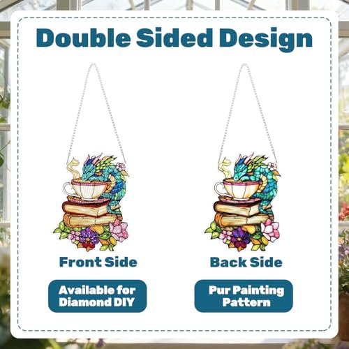 CRZMODE Dragon Diamond Art Hanging Kit for Adults, Dragon Pendant Diamonds Painting Art Kit, Special Crystal Diamond Art Painting Pendant Ornament, Craft Gift for Women Home Window Decor