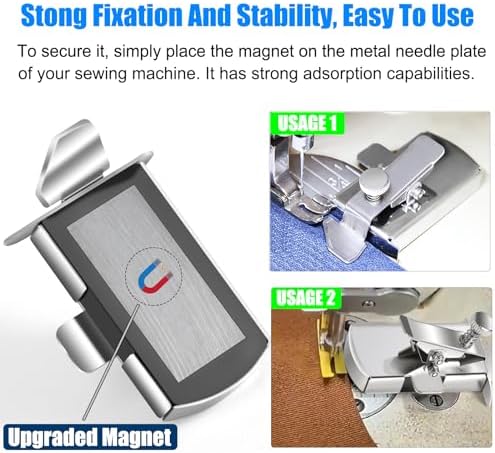 TOOVREN Upgraded Magnetic Seam Guide for Sewing Machine, Magnetic Seam Guide with Clip, Universal Seam Guide, Hemmer Guide, Multifunctional Hem Guide for Sewing Machine, Sewing Supplie Accessories