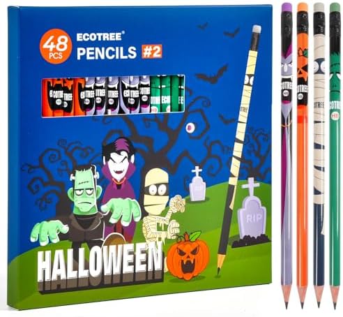 ECOTREE Halloween Party Favors Pencils #2, Pre-Sharpened HB 48 Count Bulk