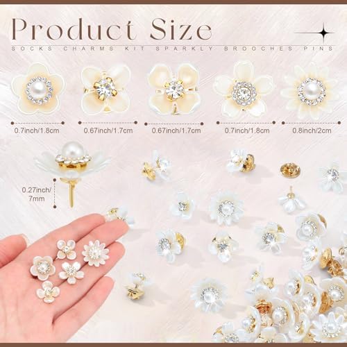 Flower Shape Pearl Rhinestone Brooch, 5 Style