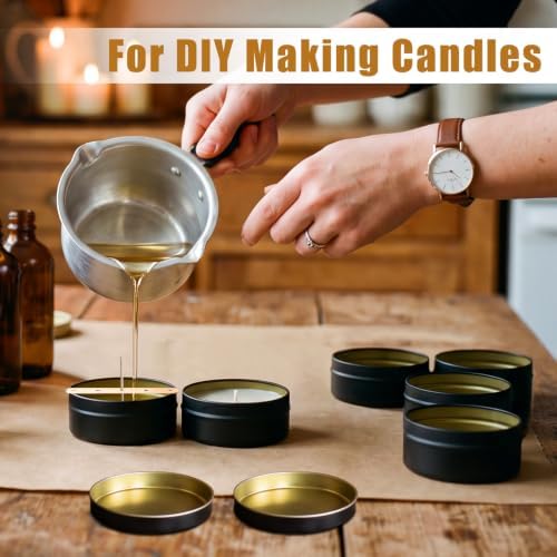 36-Pack 2.5oz Candle Tins with Lids, Metal Candle Jars for Candle Making, Empty Containers Vessels Bulk for Small Business & Beginners DIY Storage -Black