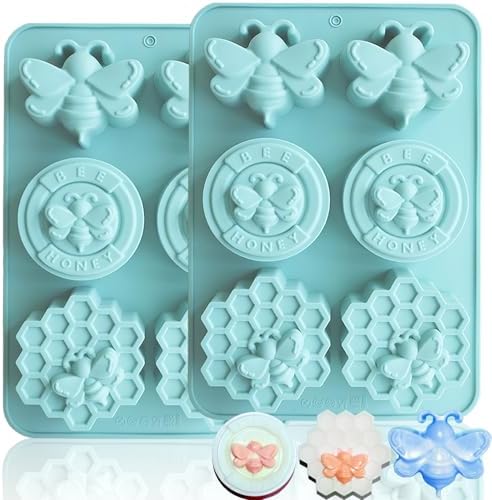 2Pcs Bee Silicone Molds Honeybee Bee Soap Molds for Soap Making | Honeybee Silicone Mold for Making Homemade Soap, Lotion Bar, Jello, Bath Bomb, Beeswax, Candle