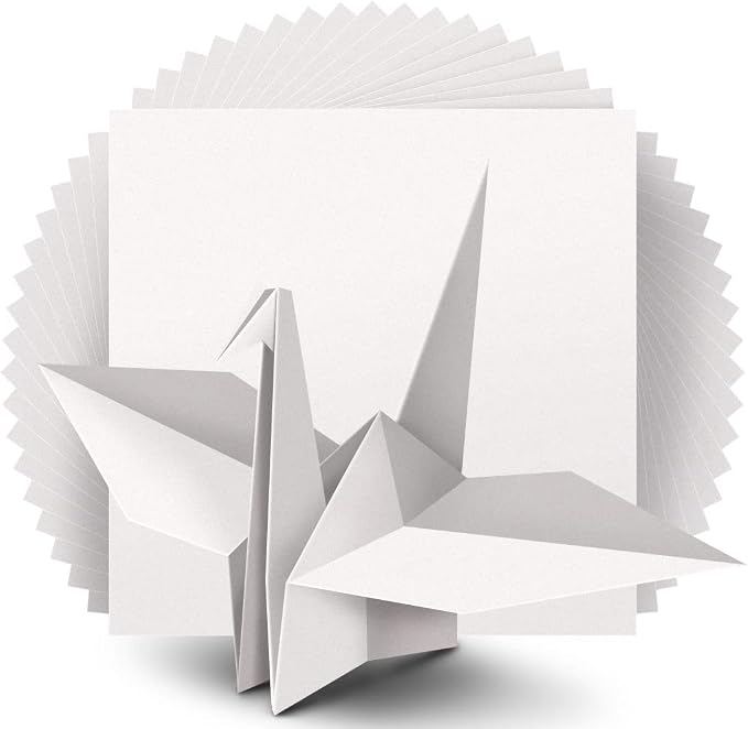 IOOLEEM Origami Paper, 200 Sheets, White Origami Paper, 6 Inch Square, Double Sided Colored Paper for Crafts DIY Party & Decoration