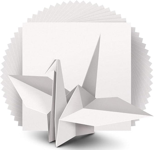 IOOLEEM Origami Paper, 200 Sheets, White Origami Paper, 6 Inch Square, Double Sided Colored Paper for Crafts DIY Party & Decoration