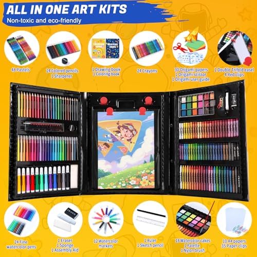 All in One Art Supplies Include Drawing Kit, Origami & Paper-Cutting Crafts