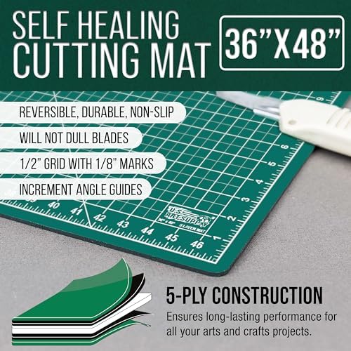 U.S. Art Supply 36"x48" Self-Healing Cutting Mat 5-Ply Green/Black