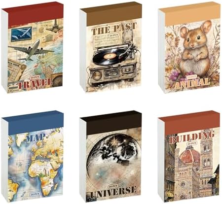 300 Pcs Vintage Aesthetic Washi Stickers Book - 6 Daily Life Scenery Themes Scrapbook Stickers Set for Journaling, Bullet Journal, Art Diary, Planner Notebook, Craft Gifts for Creatives