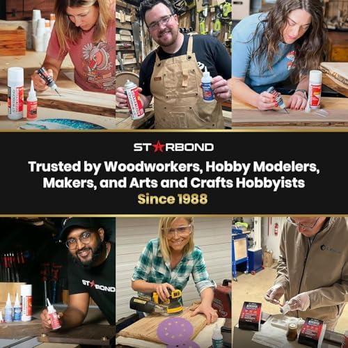 Starbond Medium CA Glue with Activator Bundle (4 oz. + 6 oz.) – Premium Cyanoacrylate Super Glue with Accelerator Kit – for Quick Repair, Woodworking, Woodturning, Crafts, Models & 3D Printing