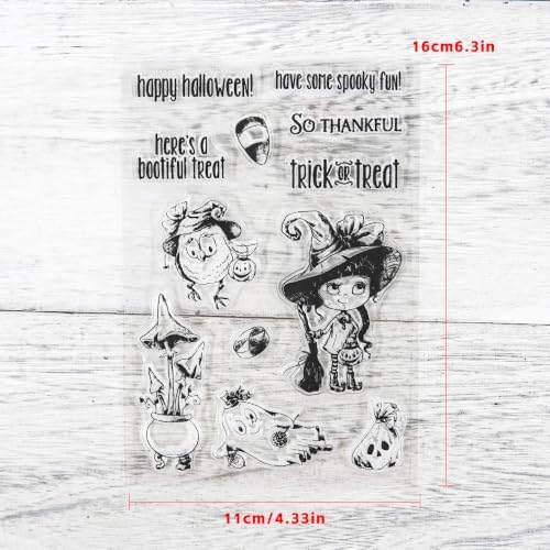 Witch Ghost Halloween Clear Stamps and Die Cuts Sets for DIY Card Making