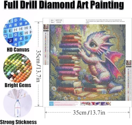 WNPOKN Dragon Diamond Art Kits for Adults 13.8x13.8Inch