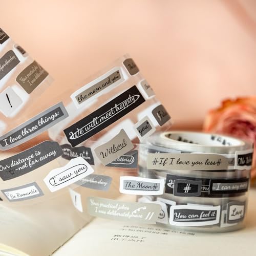 Words Pre-Cut Tapes Set, 6 Rolls Phrase Ephemera for Junk Journaling, Scrapbooking, Crafting, DIY Projects, Diaries, and Art Supplies