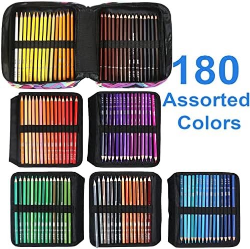 H & B 180 Colored Pencils Set, Art Pencil Kit for Adult Coloring,Oil Based Soft Core, Ideal for Coloring Sketching Shading,H & BArt Set for Teens Beginner Wooden Color Pencils