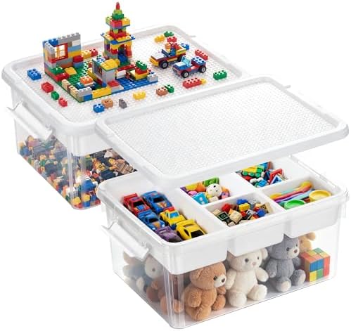 Citylife 17QT 2-Pack Toy Organizer Craft Storage Buildable Lid Movable Tray