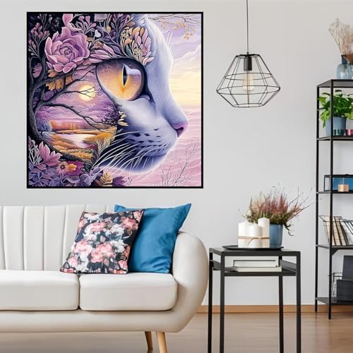 Lophomie Diamond Art Kits for Adults, 5D Cat Diamond Painting Kits 14x14 in