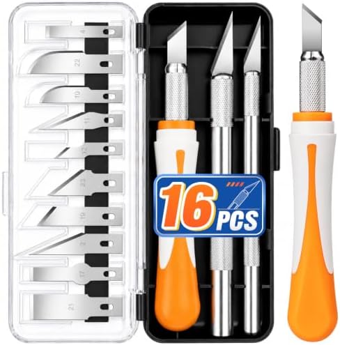 16PCS Exacto Knife Set, Craft Knife Kit, Hobby Knives for Crafting