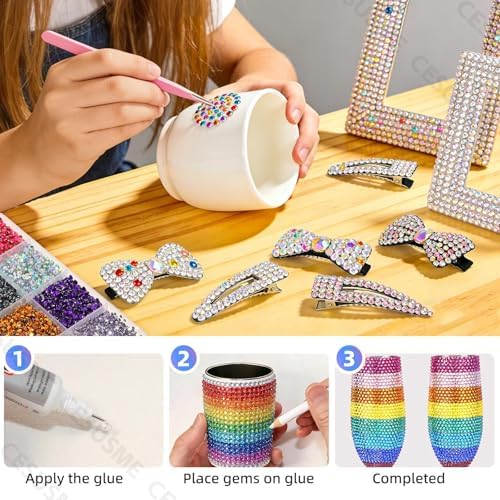 28000 Pcs Color Rhinestones Bedazzling Kit, Purple Resin Bedazzling Gems
