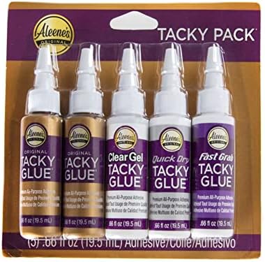 Aleene's Tacky 5-Piece Trial Pack, All Purpose Glue for Crafts and DIY Projects, Includes Original Tacky Glue, Clear Gel, Quick Dry, and Fast Grab Adhesive, .66 fl oz 5-Pack