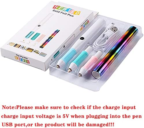 3 Size Tips Heat Foil Pens & 1pcs Heat Activated Foil Roll Sets for Card Making Scrapbooking Tools All in One Kits Drawing Pen USB Powered DC5V Foil Quill Starter Kits for Scrapbooking Crafting Tool