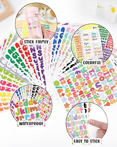 37 Sheets Alphabet Stickers 0.5 Inch Colorful Letter Stickers Small
