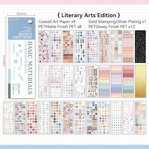 Prstincol Cute Sticker Book，30 Sheets Glitter Aesthetic Decorative Stickers for Scrapbooking,Stars Heart Letter Glitter Self-Adhesive Stickers for Photocards, Journal,scrapbook（Lightly Salted）