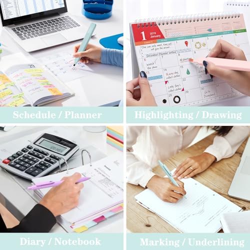 Vitoler Bible Highlighters and Pens, 6 Black Pens & 6 Highlighters | for Study, Journaling and Office Best Gifts for Teacher Nurse Mothers Day