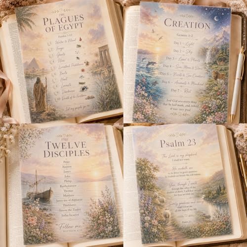 Bible Journaling Inserts Set 15 PCS Translucent Vellum Bible Inserts for Faith Journaling & Bible Study Scripture Inserts and Bible Tip Ins for Christian Journaling Christian Gifts for Women
