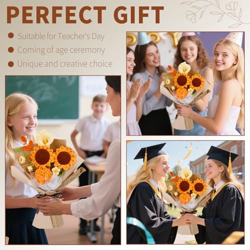 Kogyxe Crochet Kit for Beginners Sunflower Crochet Flowers for Adults