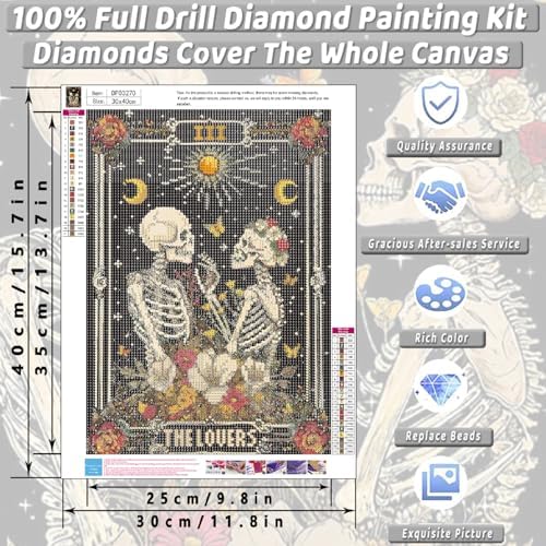 Skull Diamond Art Kits for Adults Funny Diamond Painting Kit for Beginner