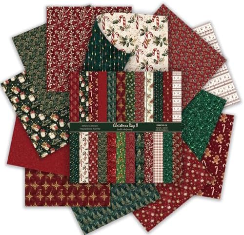 Christmas Scrapbook Paper 12 x 12 - 24 Sheets Double Sided Printing Christmas Pattern Paper Set, Decorative Paper for Card Making Scrapbook Decoration