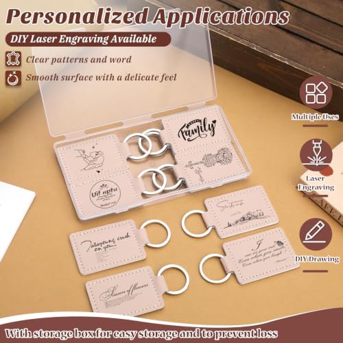 10 Pcs Leather Key Fob, Rectangular Laser Engraving Blanks Keychain Blanks