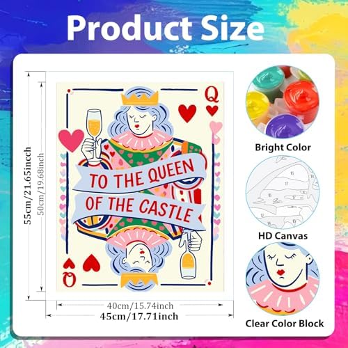 xcemhil Queen Paint by Numbers Kit for Adults Beginner, Queen Acrylic Paint by Number Kits Suitable for Home Wall Art Decor Gifts 16x20 Inch