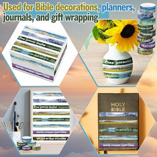 24 Rolls Christian Washi Tape Gifts for Bible Journaling, Scenery