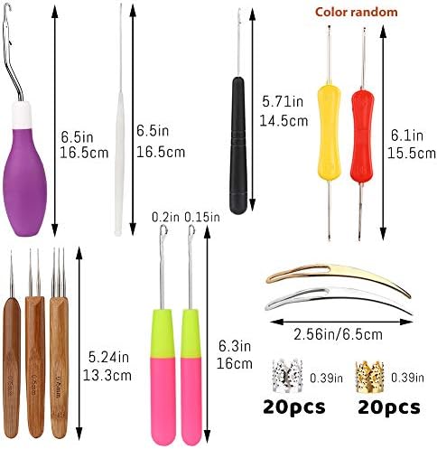 52 Pcs Dreadlock Crochet Hook Set Crochet Needles for Hair Knitting Needle