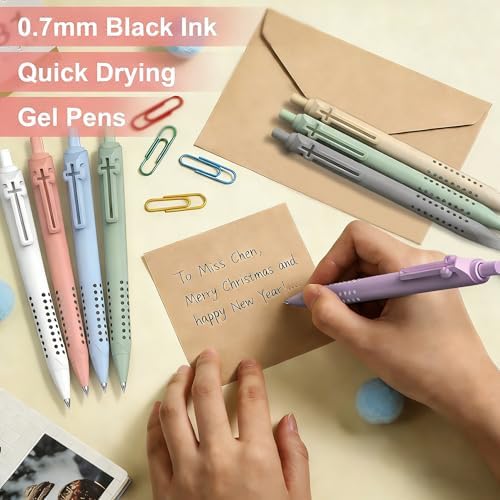 6 Pack Bible Journaling Gel Pens, 0.7mm Black Ink Retractable