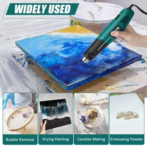 PRULDE Mini Heat Gun for Crafting, 2 Temp Settings 480℉&850℉ Fast Heat Shrink Gun with 6.6Ft UL Cord/Reflector Nozzle, Overheat Protection Hot Air Gun for Shrink Wrap/Tubing, Vinyl Wrap, Resin | Dual Temperature 480°F/850°F – Right Heat for Every Job