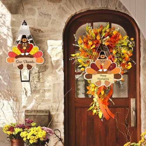 Large Size 12" Wooden Turkey Ornaments to Paint, Thanksgiving DIY Blank Unfinished Wreaths Front Door Sign Decorations Autumn Harvest Autumn Harvest Door Hanging Sign Plaquex Halloween 3PCS
