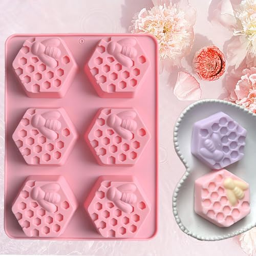3 Pack Bee Silicone Soap Molds-Hexagon Oval Round Flexible for DIY,Baking | 8 Pattern Honey Soap Making,Non-Stick,Reusable,Dishwasher Safe,for Wax Melts,Beeswax,Chocolate,Bath Bombs,Resin,Ice Cubes