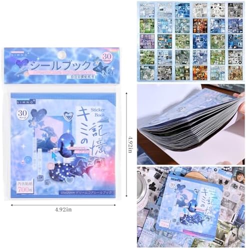 Girl's Japanese Retro Sticker Book, Nostalgic Theme - 700+ Japanese dreamcore Style Glitter Stickers, for DIY Scrapbooking Journaling Handbook Decoration