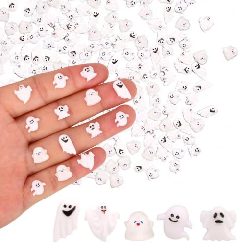 Lyreh 210pcs Mini Resin Ghost, 5 Styles Resin Funny Miniature Ghosts