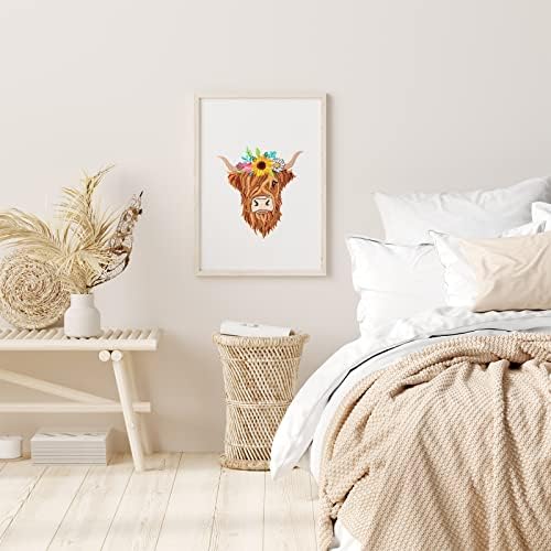 Louise Maelys Highland Cow Floral Embroidery Kit for Beginners Craft