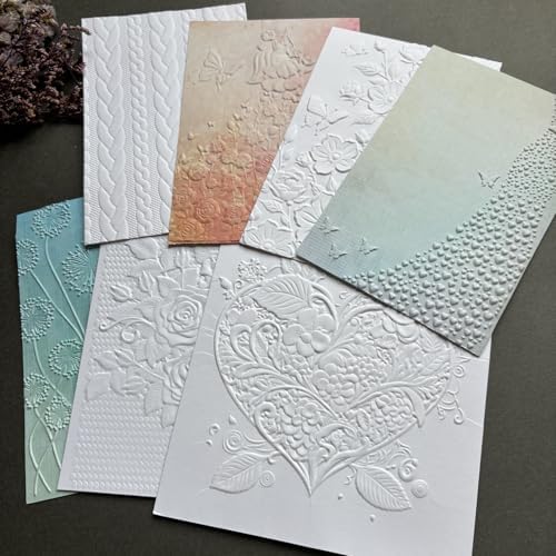 Floral Heart Leaf Swirl 3D Embossing Folder, Romantic Love Textured Plastic Stencil for DIY Scrapbooking Card Making Paper Crafts