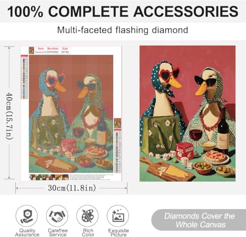 ARPADAMO Sassy Duck Wine Diamond Art Kits for Adult Diamond Painting12x16in